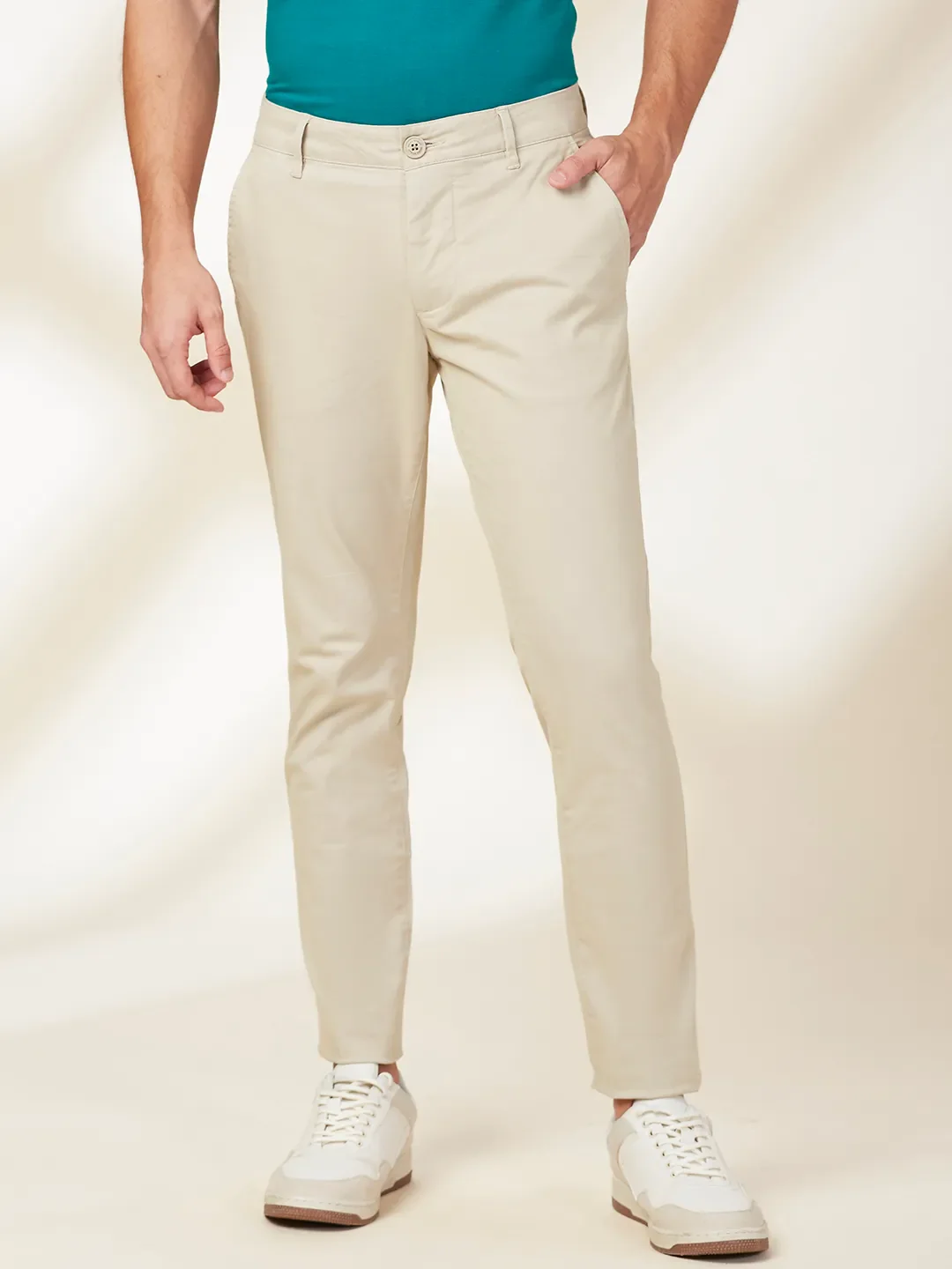 Grey Cropped Fit Men's Chinos by Being Human Clothing - Image 4