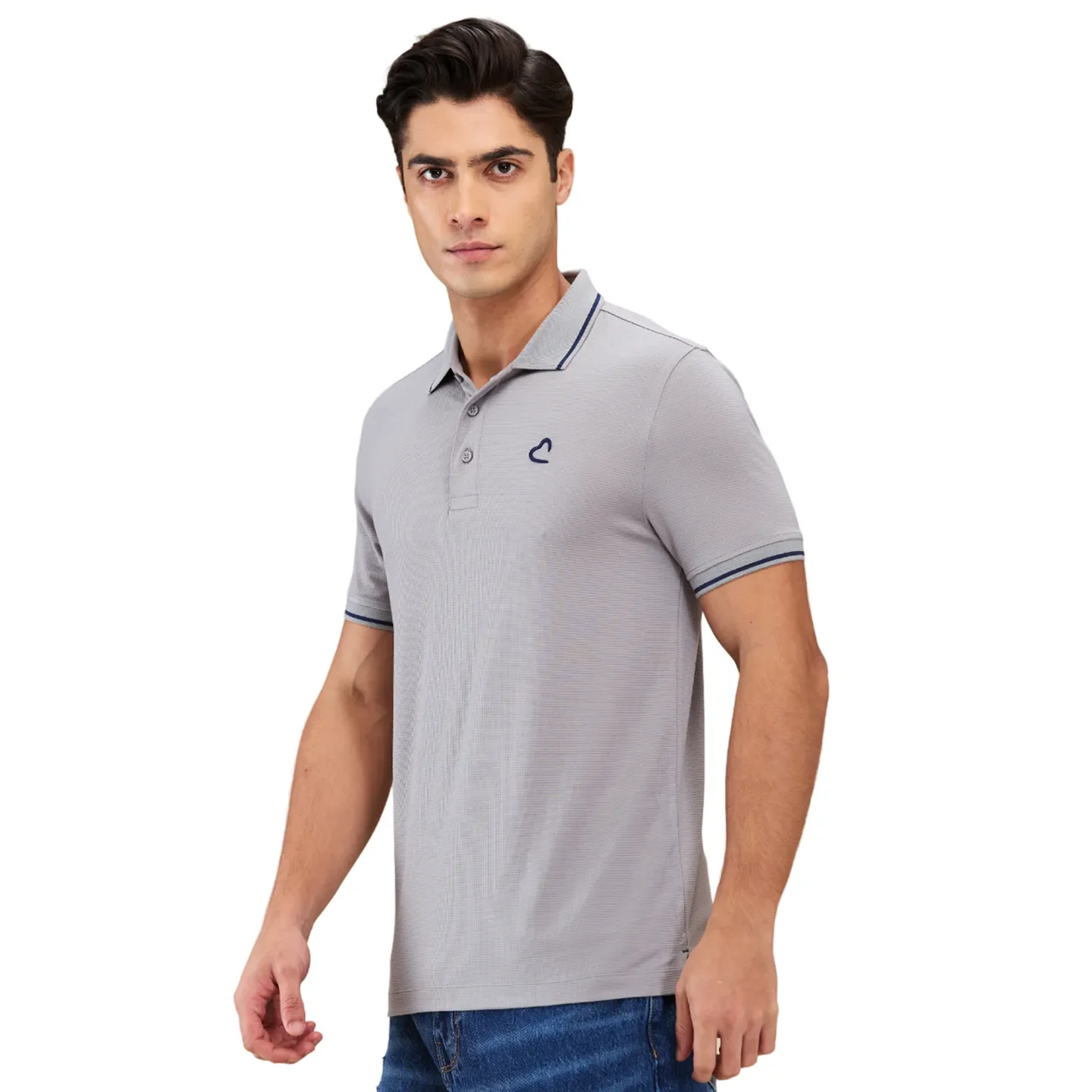 Grey Regular Fit Men's Polo T-shirt by Being Human Clothing - Image 4
