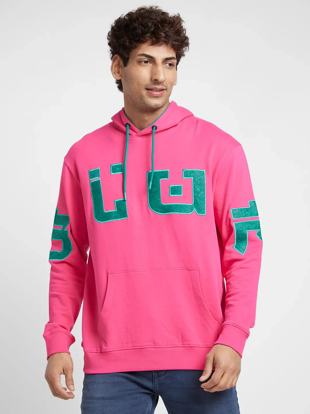 Pink Regular Fit Men's Hoodie by Being Human Clothing