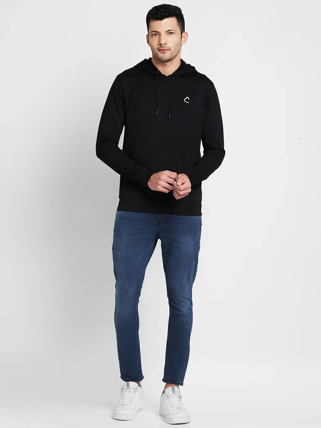Black Regular Fit  Long Sleeves Men's Hoodie by Being Human Clothing - Image 2