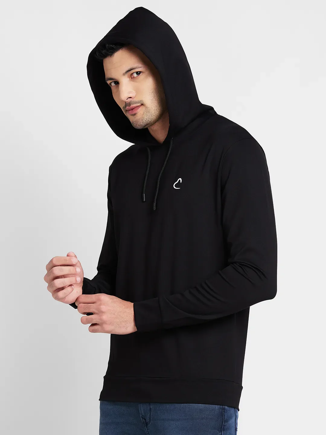 Black Regular Fit  Long Sleeves Men's Hoodie by Being Human Clothing - Image 4