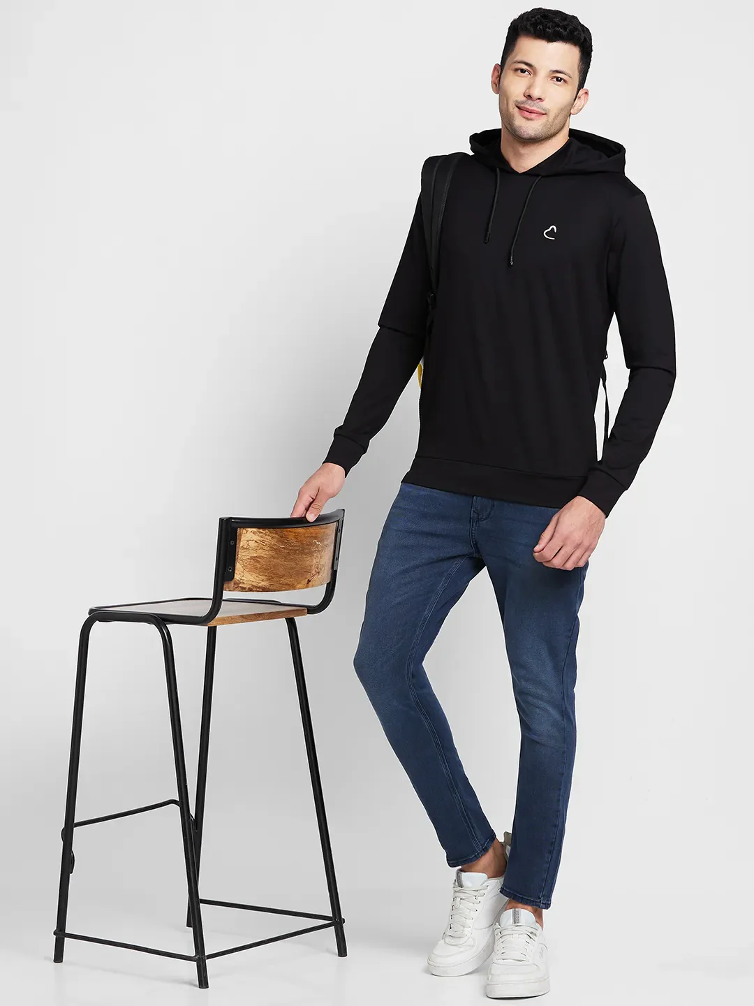 Black Regular Fit  Long Sleeves Men's Hoodie by Being Human Clothing - Image 6