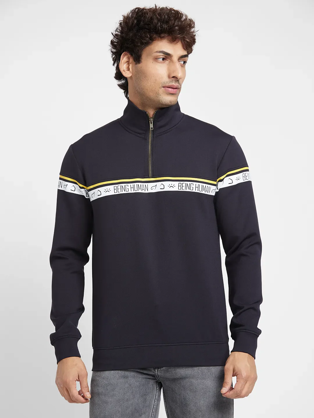 Black Regular Fit  Long Sleeves Men's Hoodie by Being Human Clothing