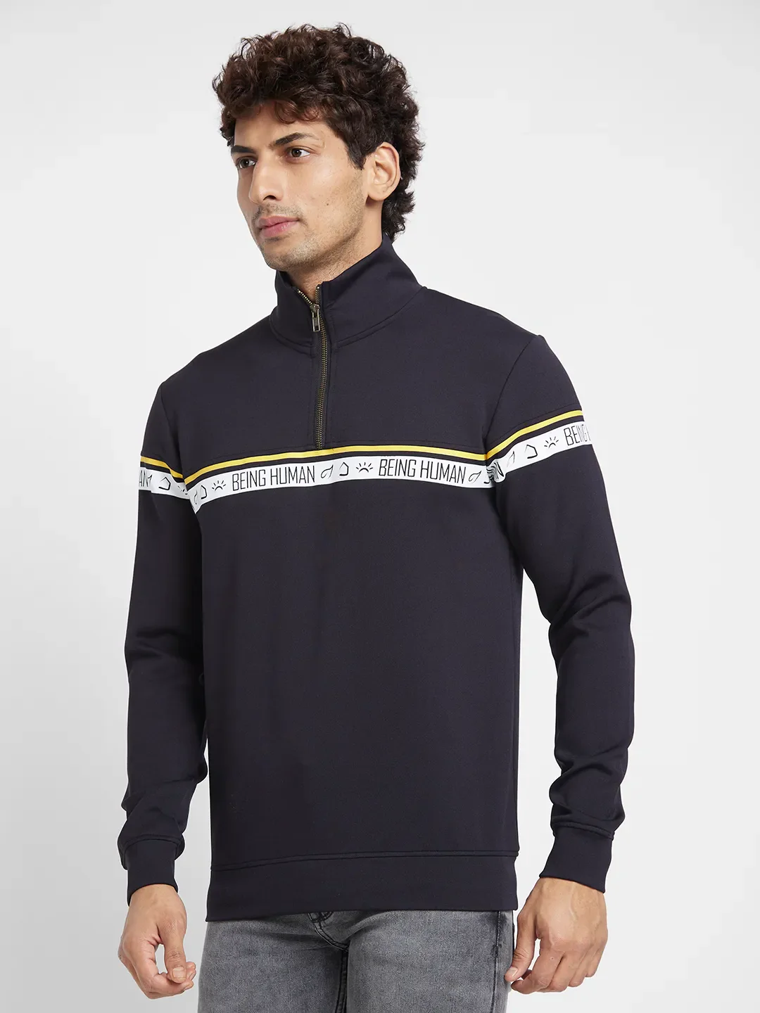 Black Regular Fit  Long Sleeves Men's Hoodie by Being Human Clothing - Image 3