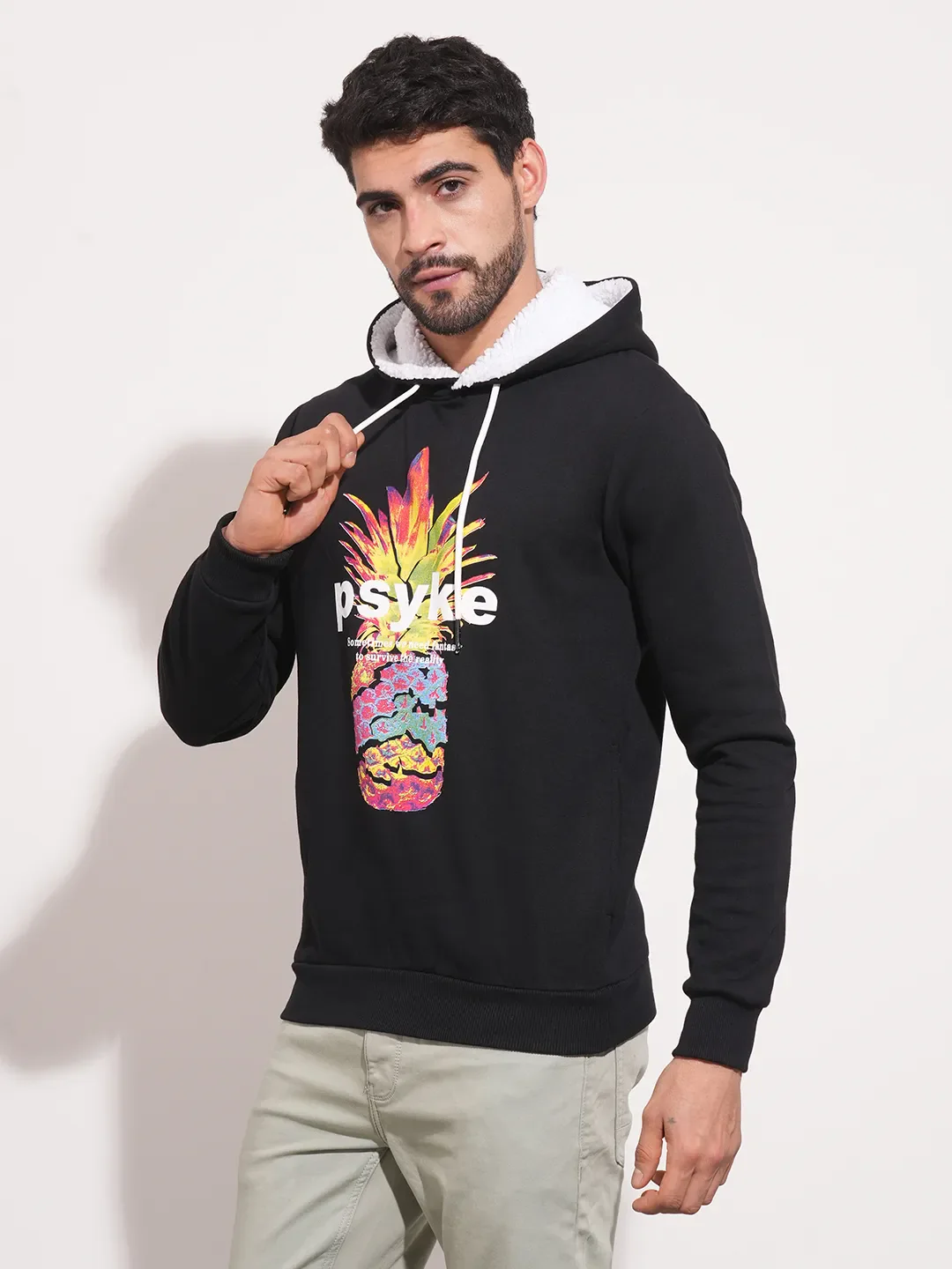 Black Regular Fit  Long Sleeves Men's Hoodie by Being Human Clothing - Image 2