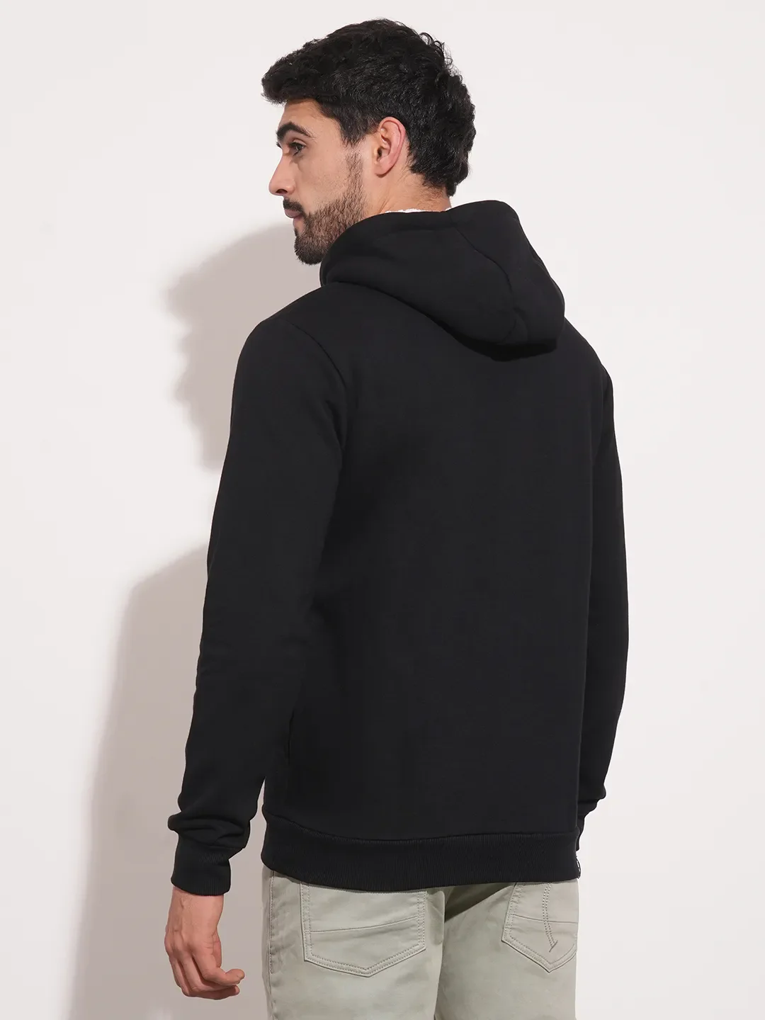 Black Regular Fit  Long Sleeves Men's Hoodie by Being Human Clothing - Image 5