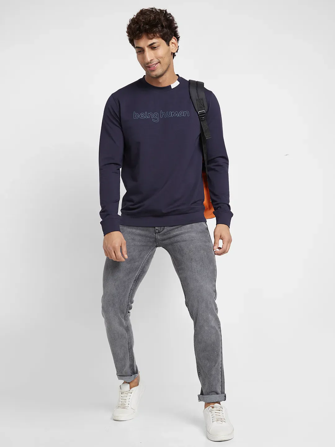 Black Regular Fit Round Neck Men's Hoodie by Being Human Clothing - Image 4