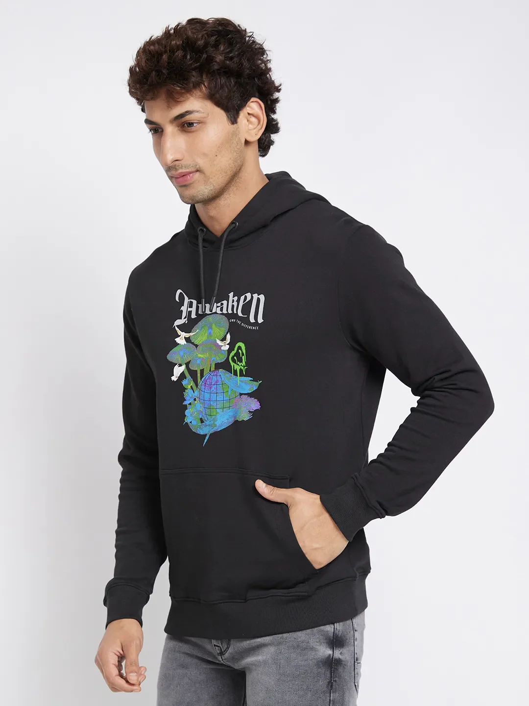 Black Regular Fit Hoodie by Being Human Clothing - Image 3