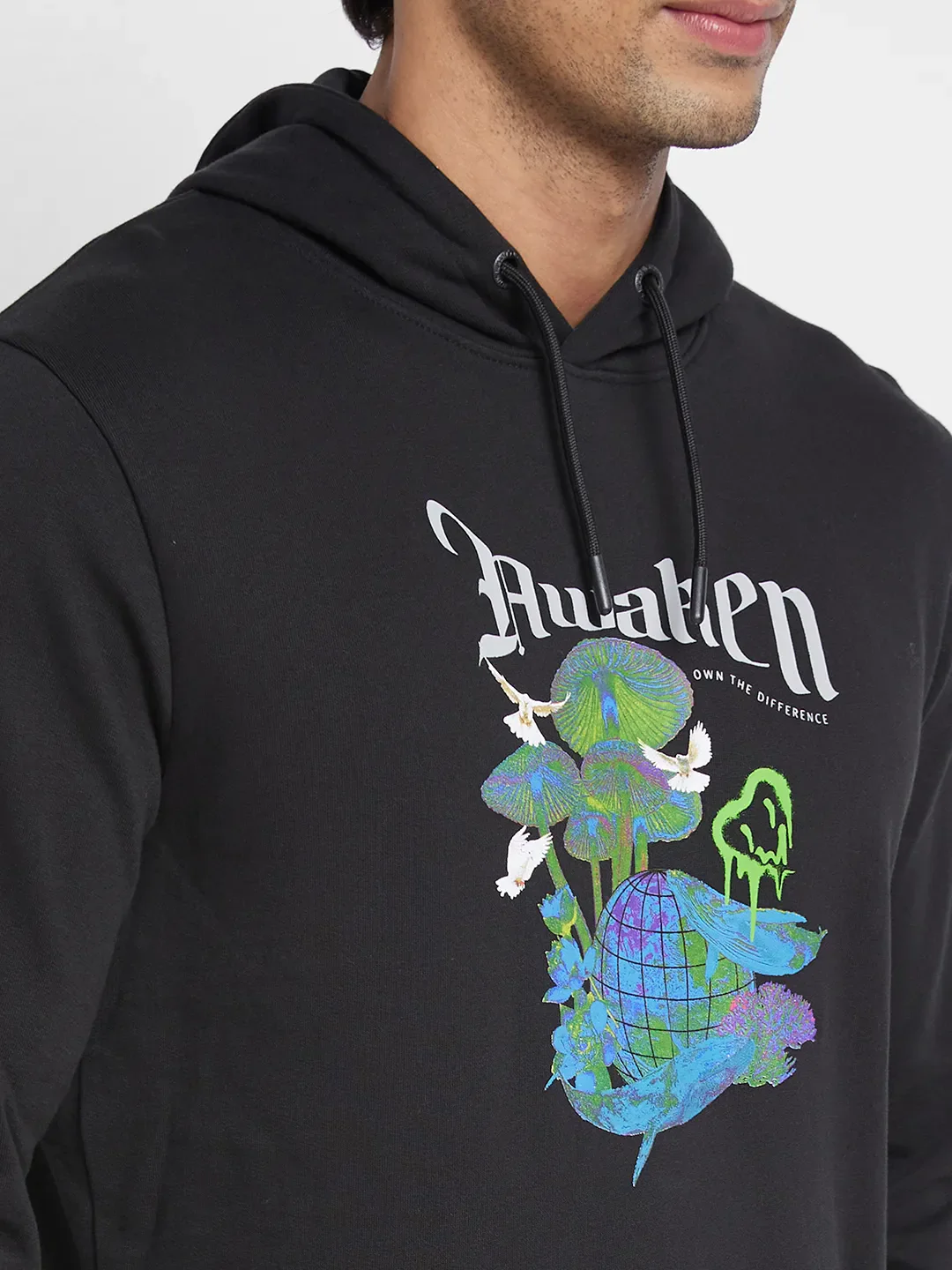 Black Regular Fit Hoodie by Being Human Clothing - Image 5