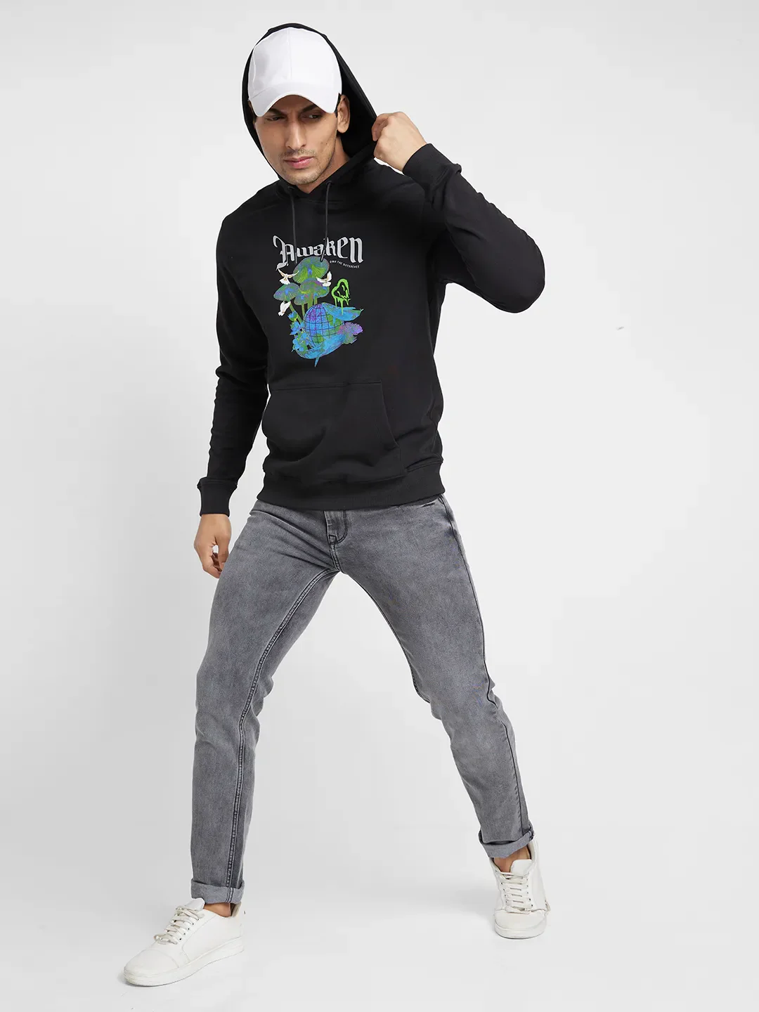 Black Regular Fit Hoodie by Being Human Clothing - Image 6