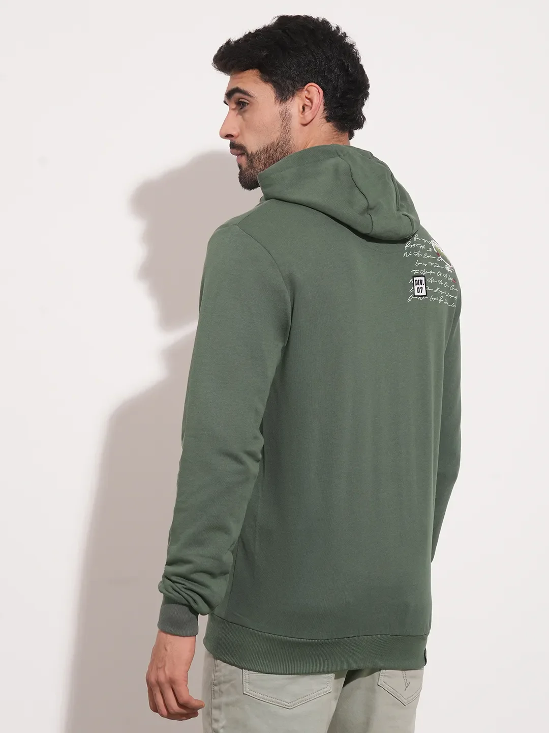 Green Regular Fit Long Sleeves Men's Hoodie by Being Human Clothing - Image 5
