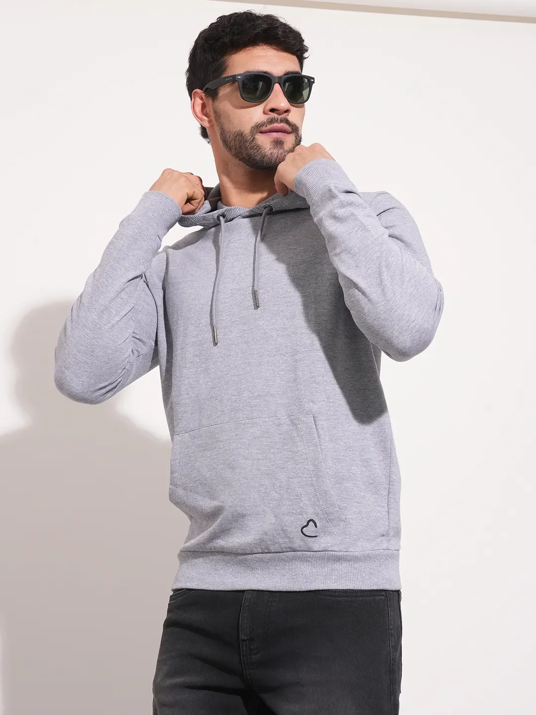 Grey Regular Fit Round Neck Long Sleeves Men's Hoodie by Being Human Clothing - Image 6
