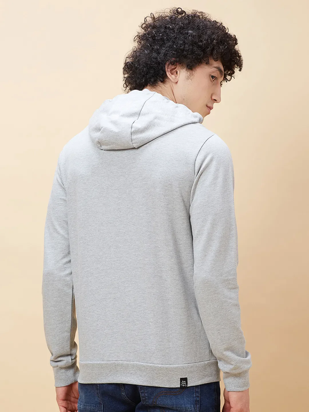 Grey Regular Fit  Long Sleeves Men's Hoodie by Being Human Clothing - Image 3