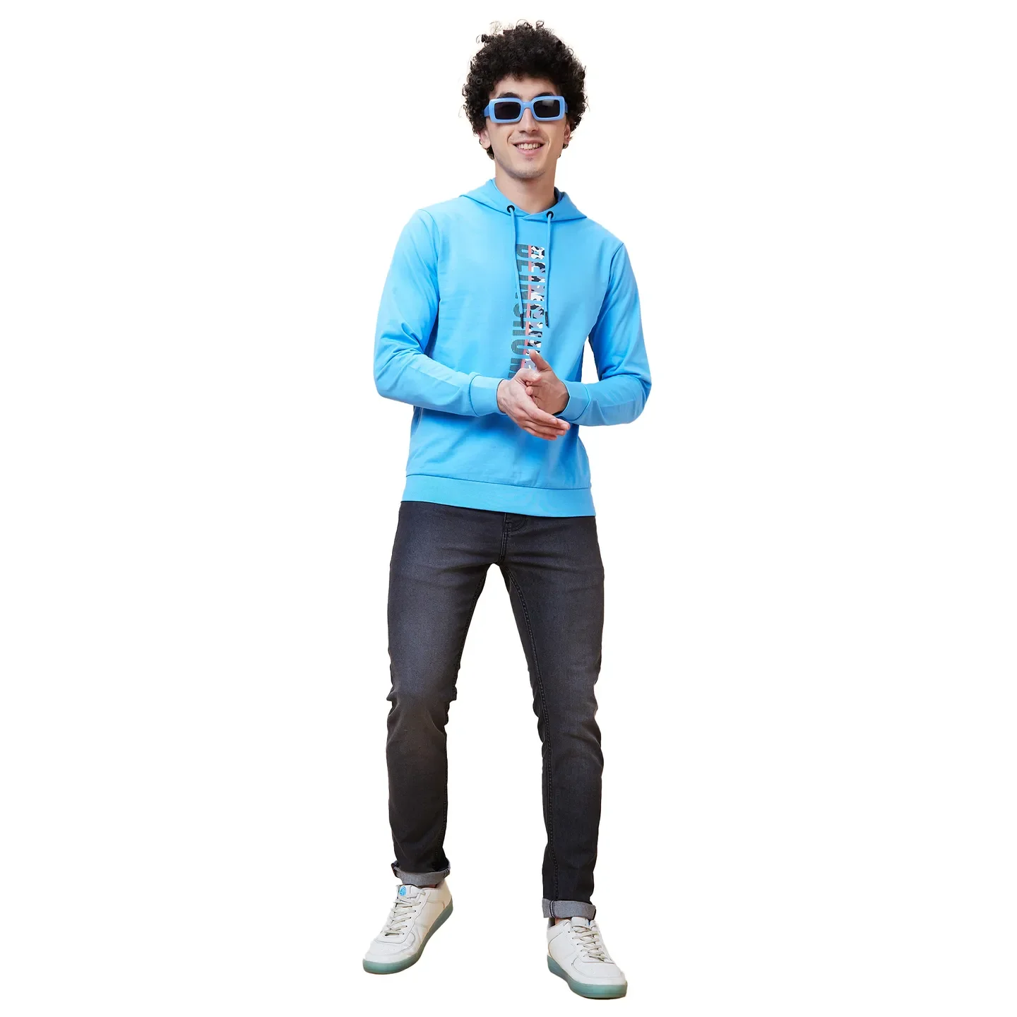 Light Blue Regular Fit Men's Hoodie by Being Human Clothing - Image 6