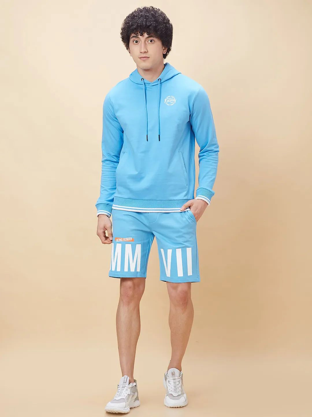 Blue Regular Fit  Long Sleeves Men's Hoodie by Being Human Clothing - Image 2