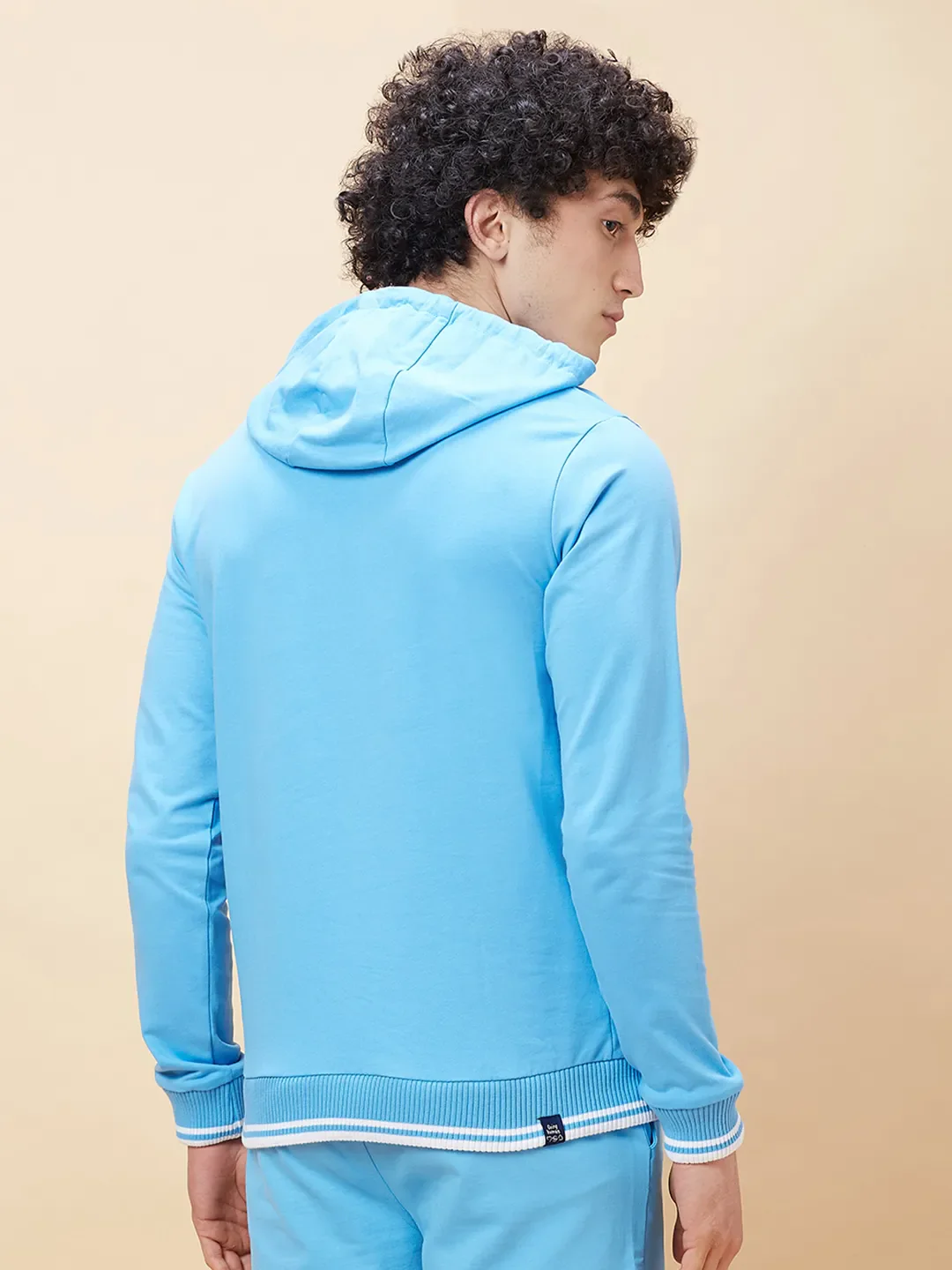 Blue Regular Fit  Long Sleeves Men's Hoodie by Being Human Clothing - Image 3