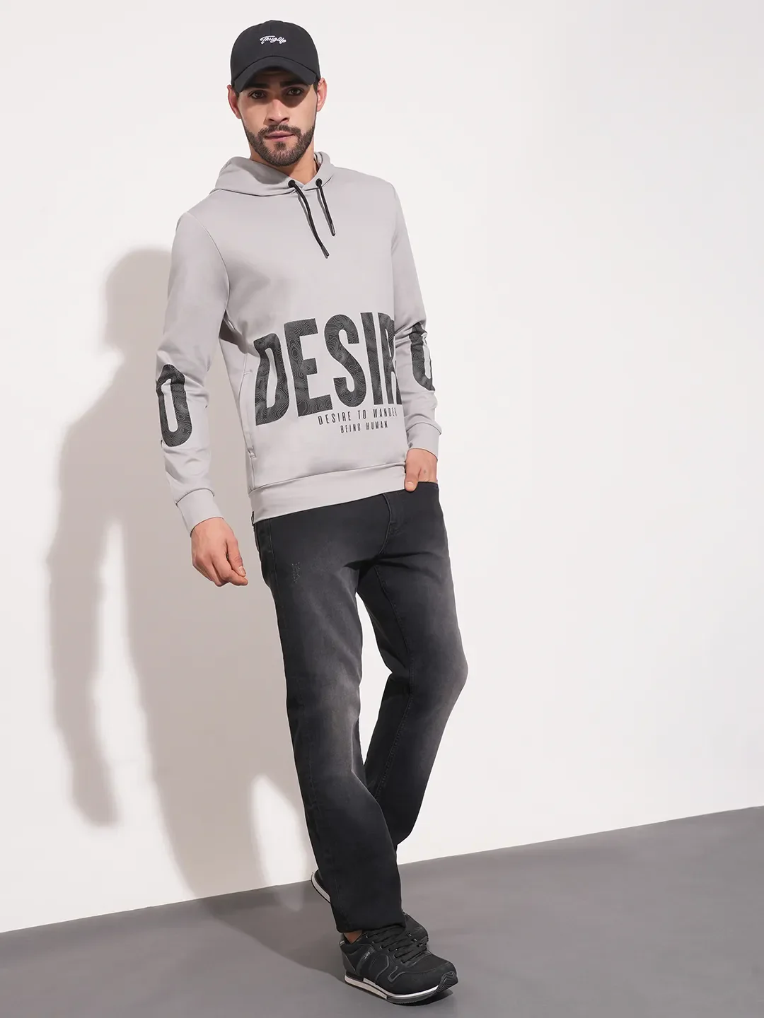 Light Grey Regular Fit Men's Hoodie by Being Human Clothing - Image 4