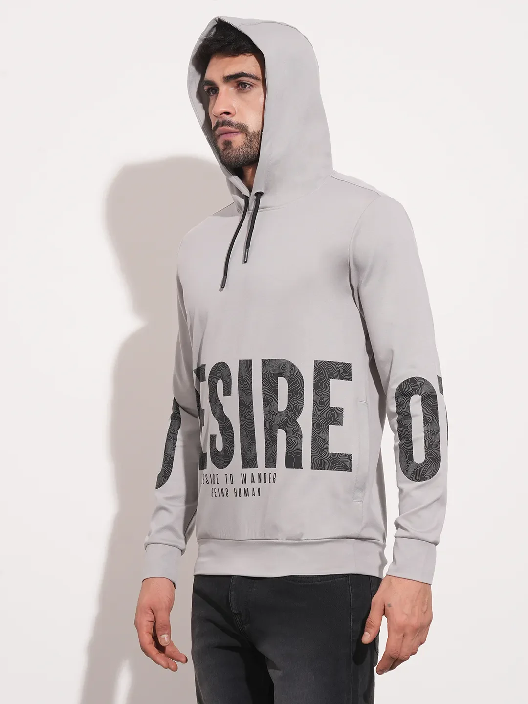 Light Grey Regular Fit Men's Hoodie by Being Human Clothing - Image 7