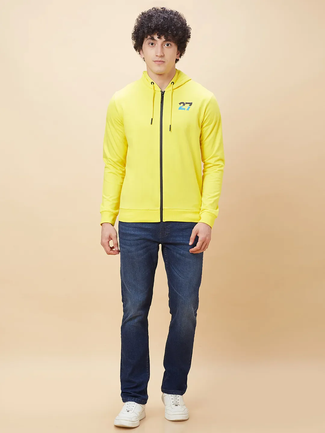 Yellow Regular Fit  Long Sleeves Men's Hoodie by Being Human Clothing - Image 2
