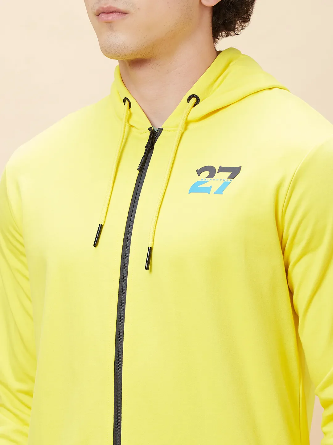 Yellow Regular Fit  Long Sleeves Men's Hoodie by Being Human Clothing - Image 5