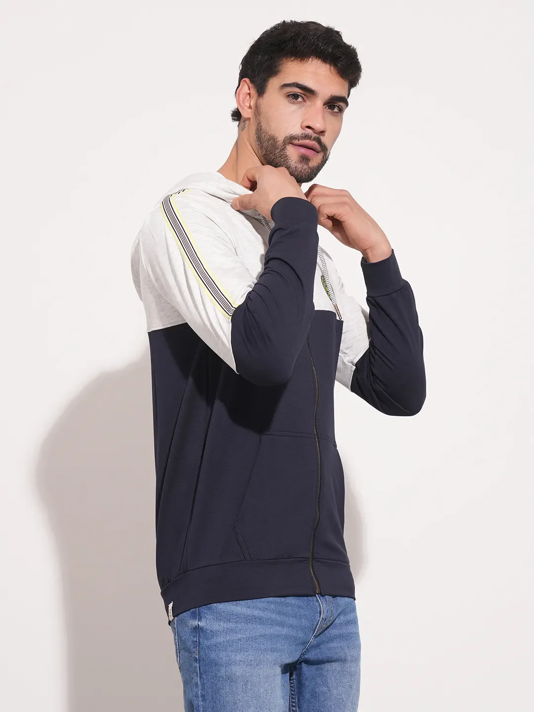 Blue Regular Fit  Long Sleeves Men's Hoodie by Being Human Clothing - Image 2