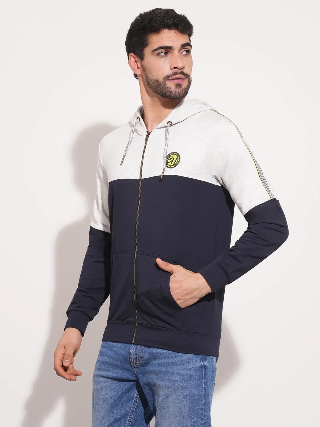 Blue Regular Fit  Long Sleeves Men's Hoodie by Being Human Clothing - Image 3