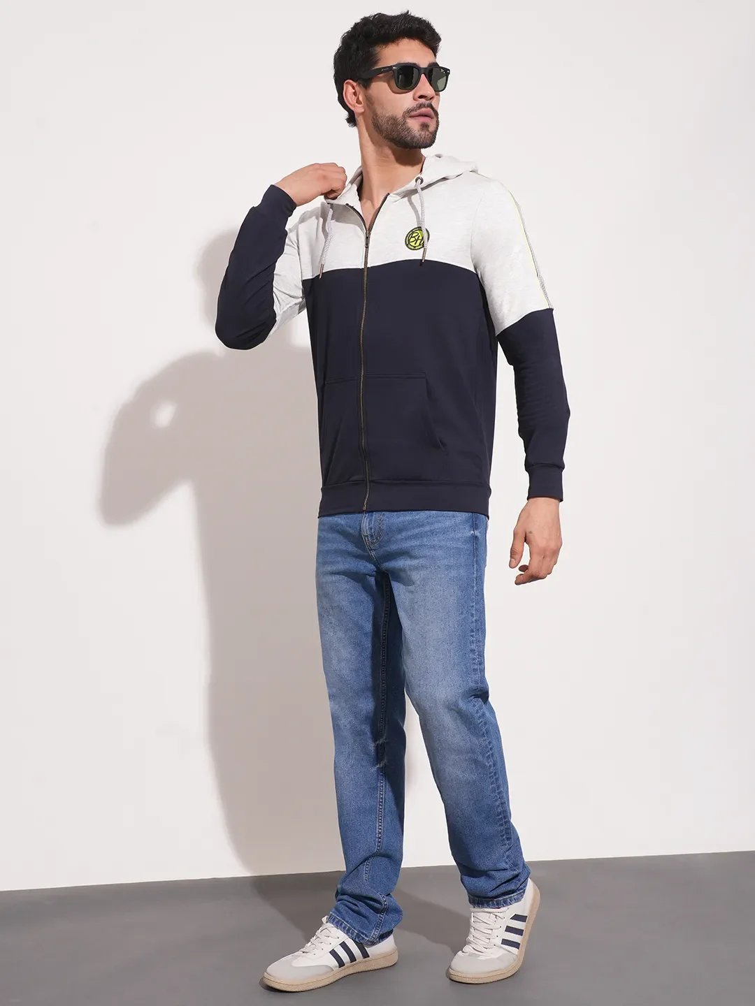 Blue Regular Fit  Long Sleeves Men's Hoodie by Being Human Clothing - Image 4