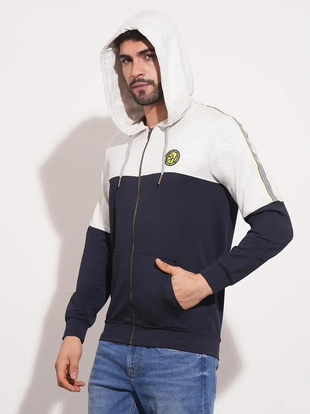 Blue Regular Fit  Long Sleeves Men's Hoodie by Being Human Clothing - Image 6