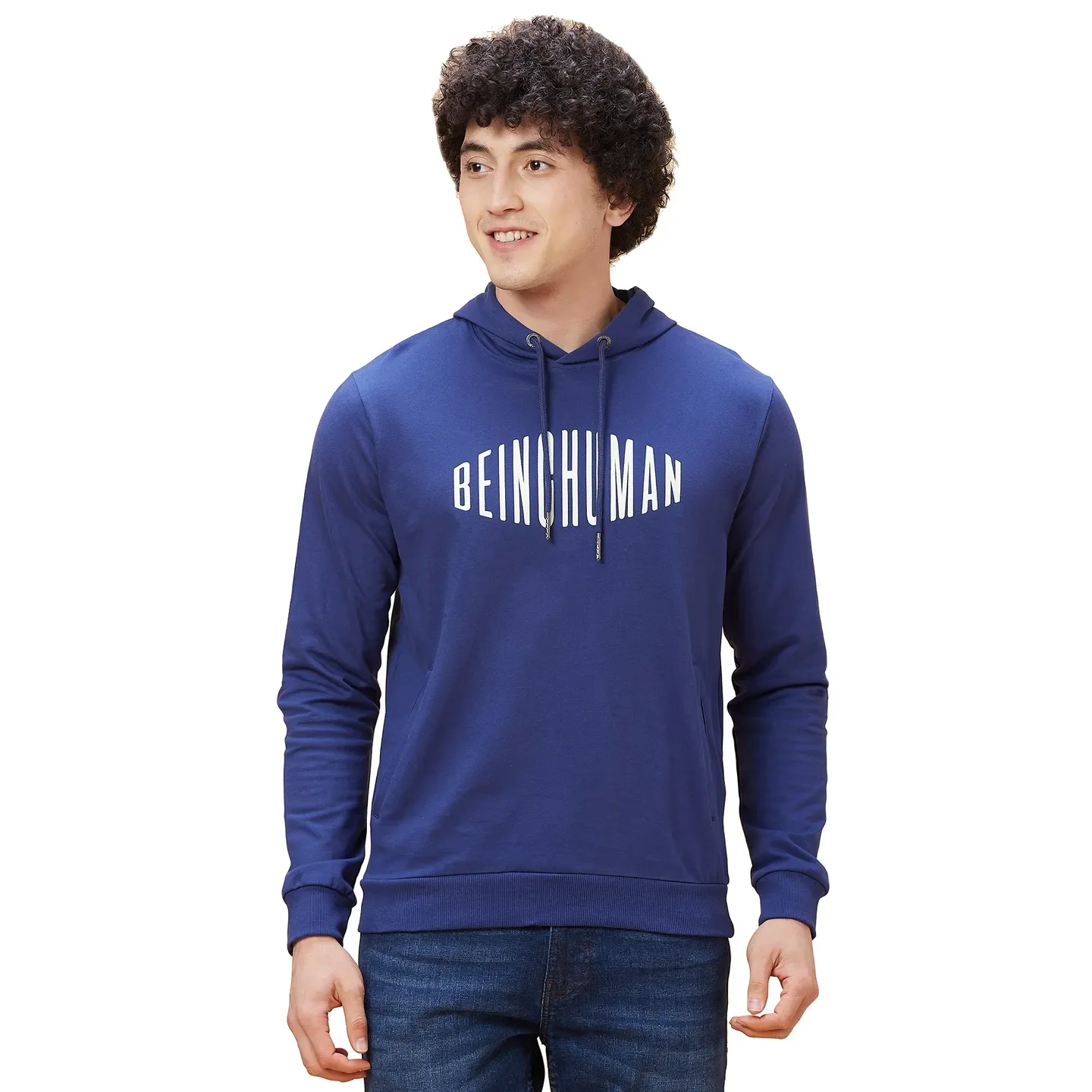Blue Regular Fit Long Sleeves Men's Hoodie by Being Human Clothing