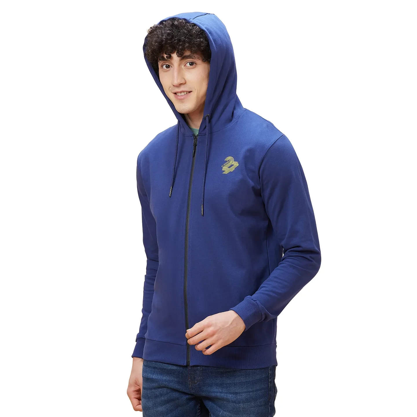 Blue Regular Fit Long Sleeves Men's Hoodie by Being Human Clothing - Image 2