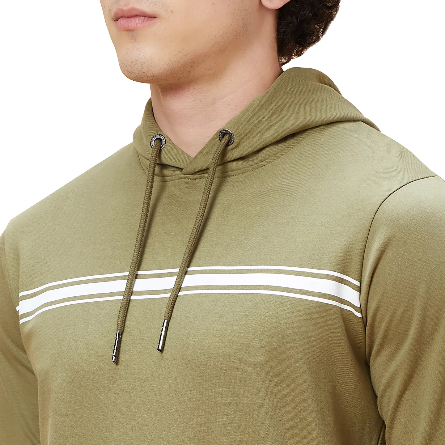 Olive Regular Fit Long Sleeves Men's Hoodie by Being Human Clothing - Image 5