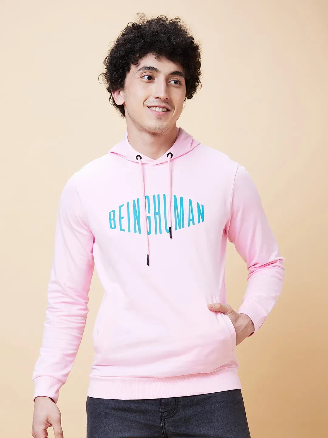 Pink Regular Fit Men's Hoodie by Being Human Clothing