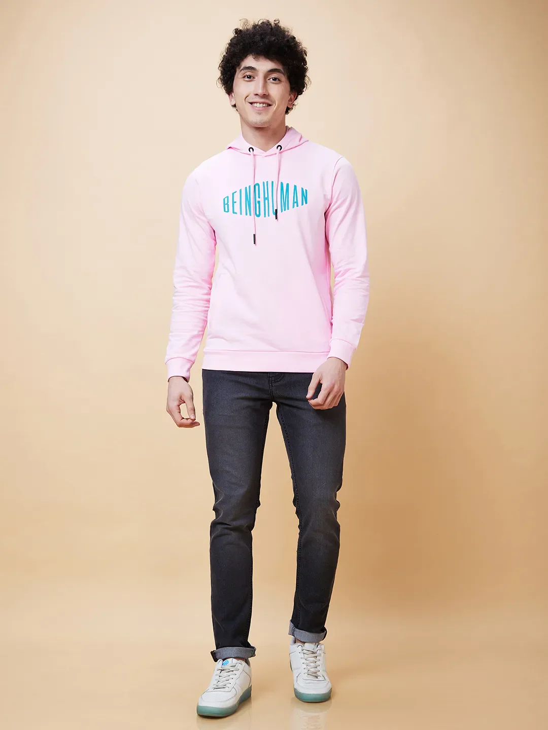 Pink Regular Fit Men's Hoodie by Being Human Clothing - Image 4