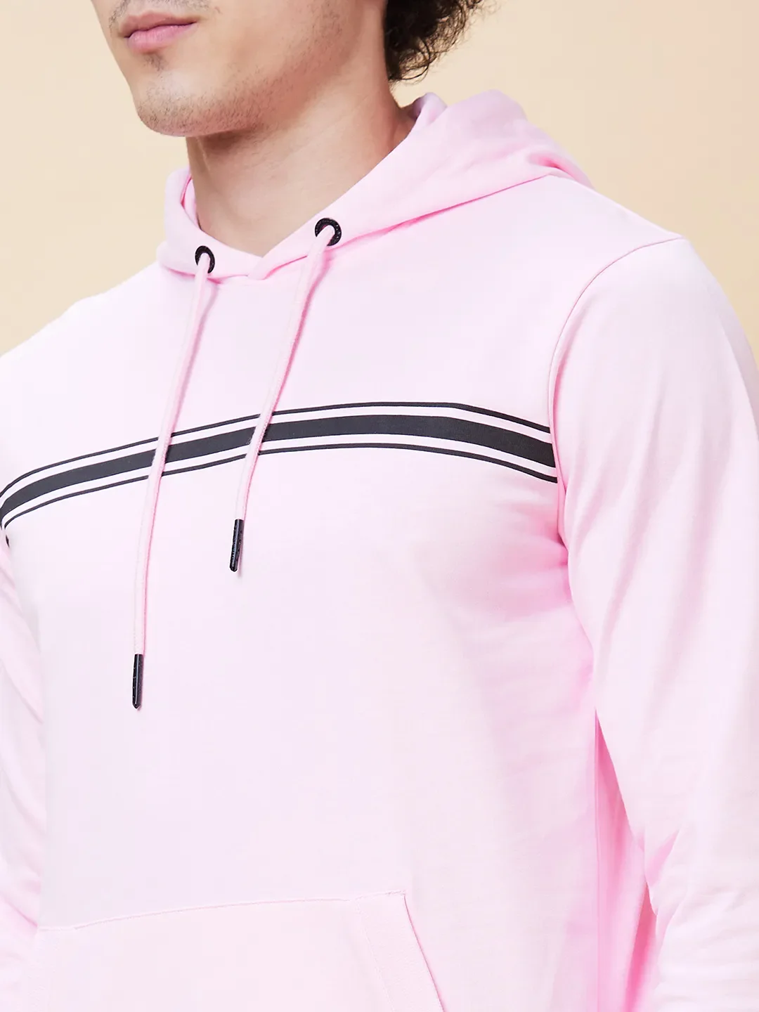 Pink Regular Fit Men's Hoodie by Being Human Clothing - Image 5