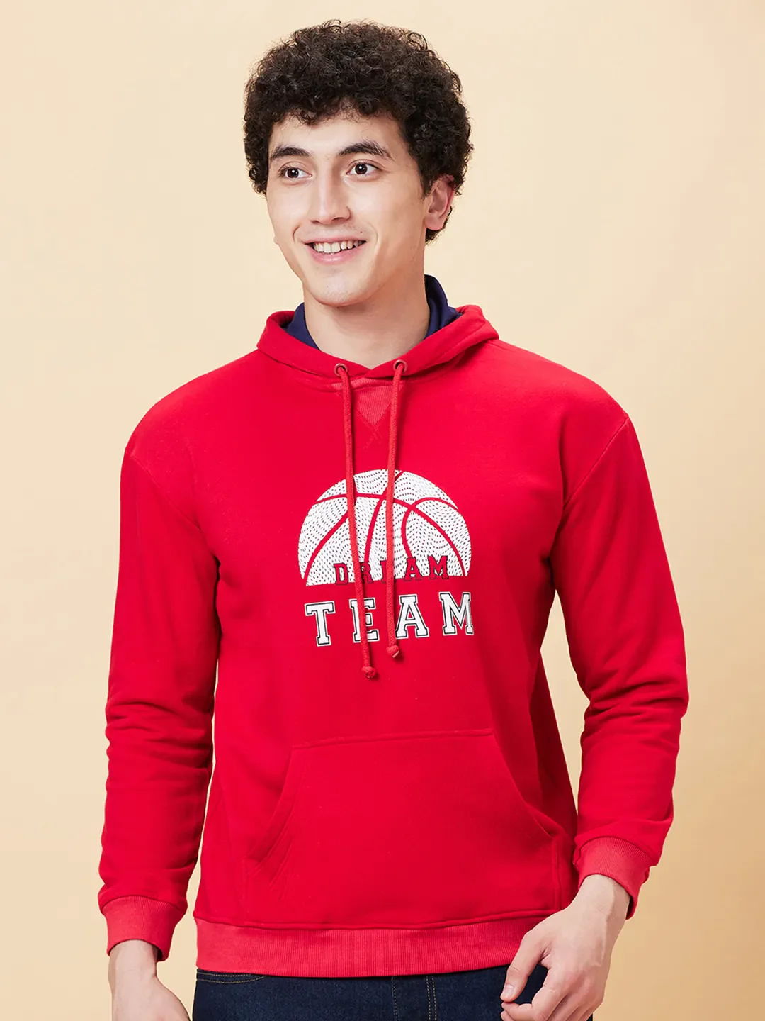 Red Regular Fit  Long Sleeves Men's Hoodie by Being Human Clothing