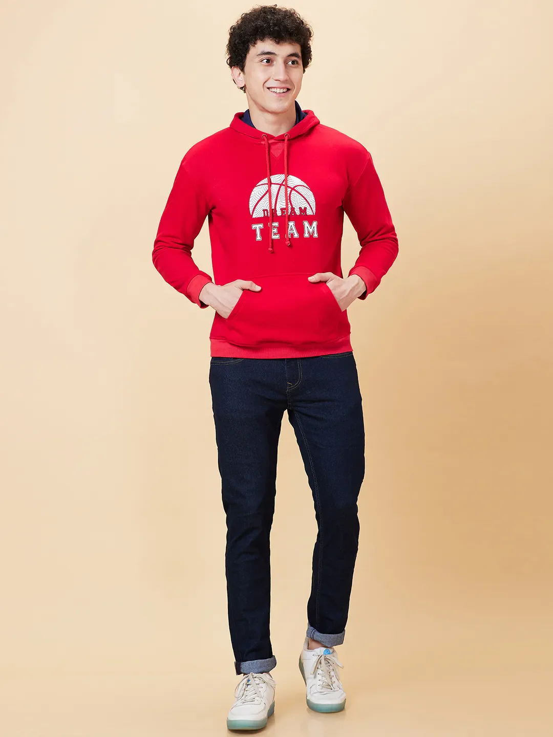 Red Regular Fit  Long Sleeves Men's Hoodie by Being Human Clothing - Image 2