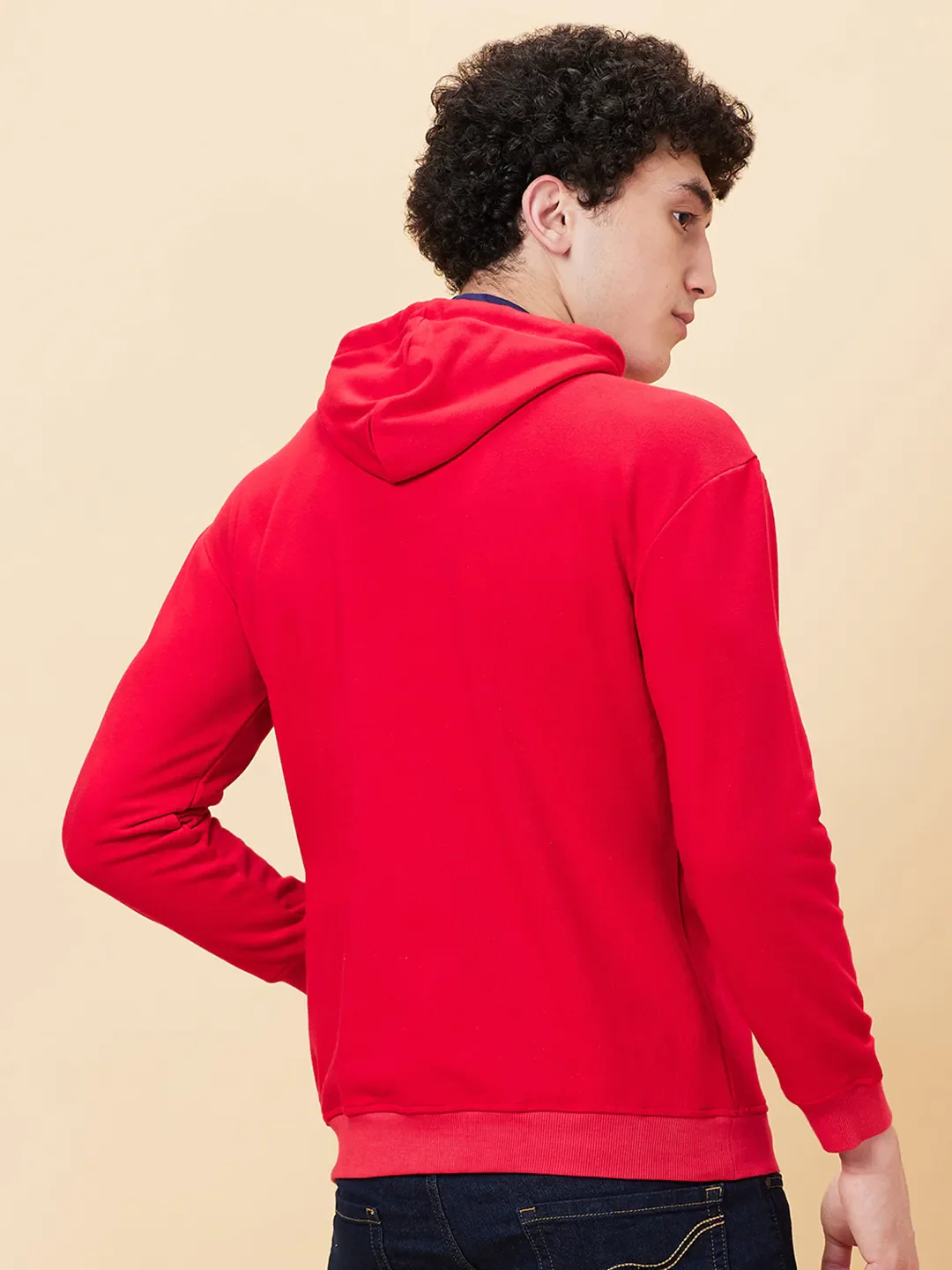 Red Regular Fit  Long Sleeves Men's Hoodie by Being Human Clothing - Image 3