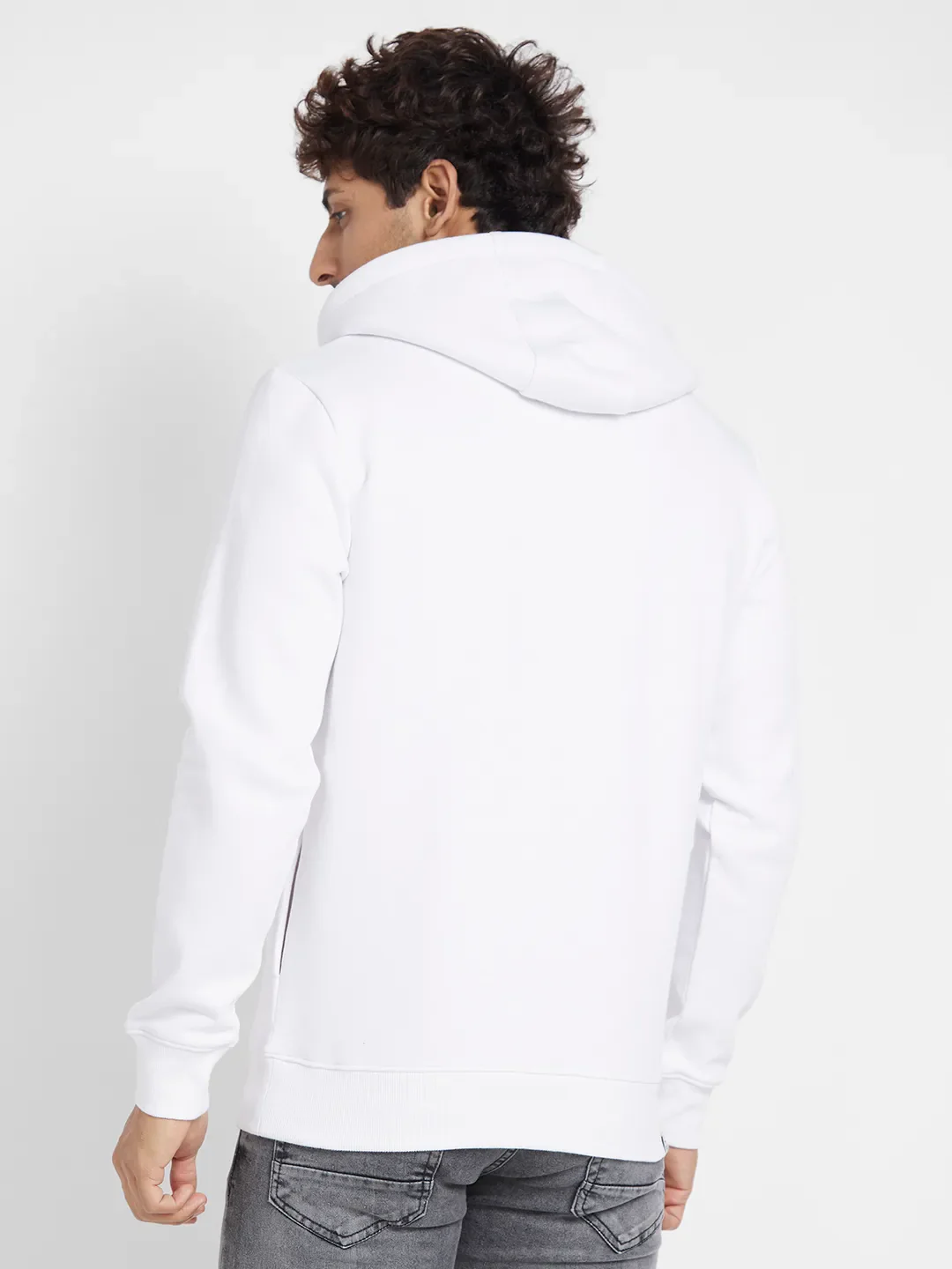White Regular Fit Men's Hoodie by Being Human Clothing - Image 4