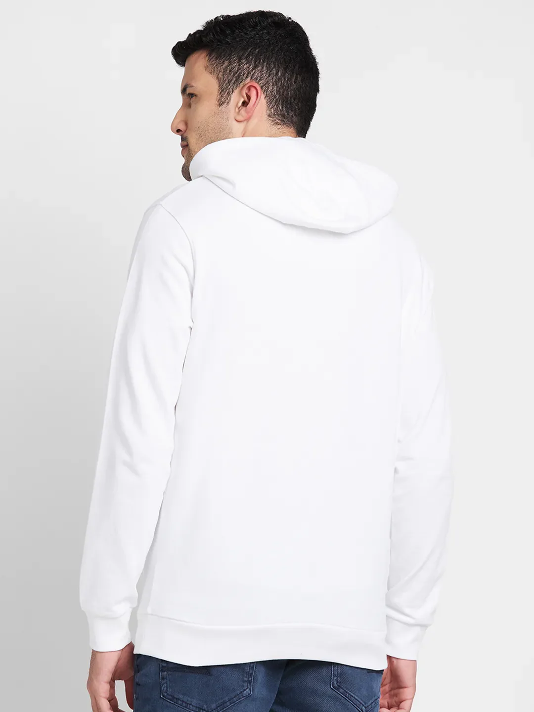 White Regular Fit Round Neck Men's Hoodie by Being Human Clothing - Image 3