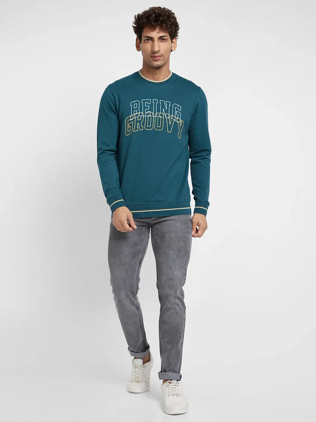 White Regular Fit Men's Hoodie by Being Human Clothing - Image 2