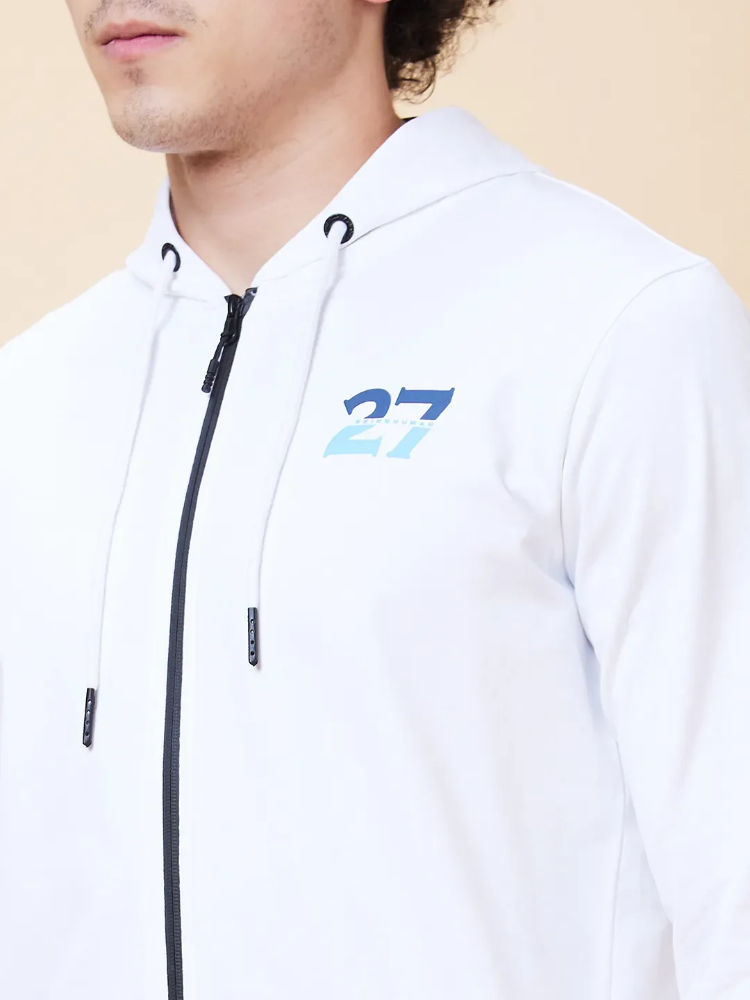 White Regular Fit Long Sleeves Men's Hoodie by Being Human Clothing - Image 5