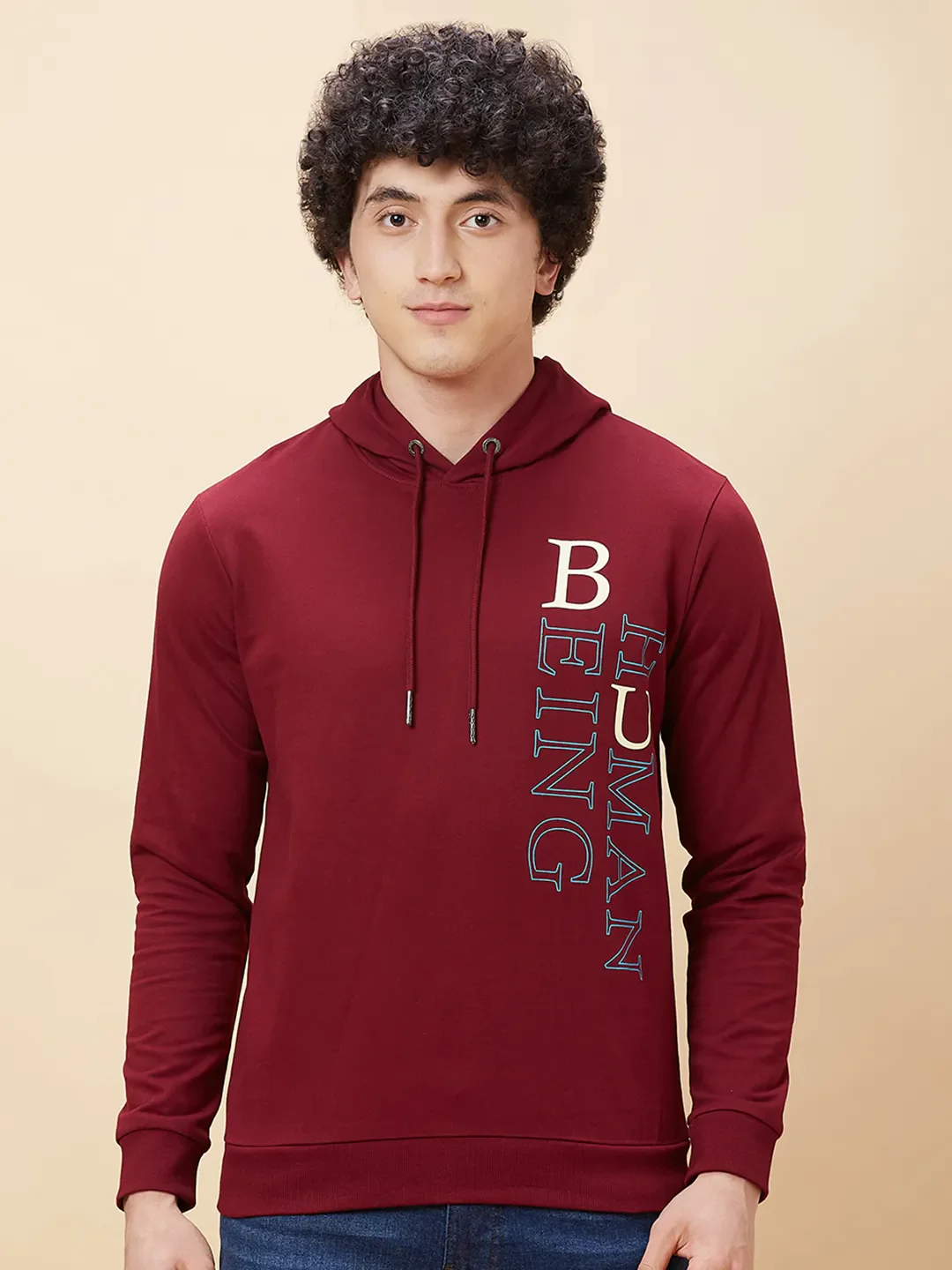 Red Regular Fit Long Sleeves Men's Hoodie by Being Human Clothing