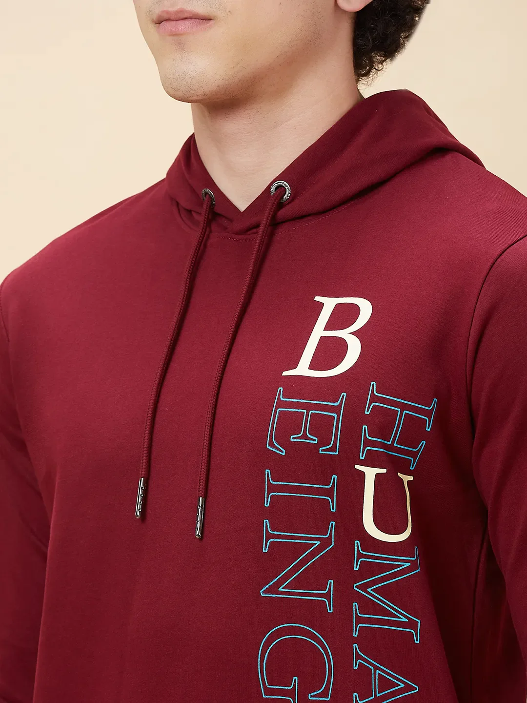 Red Regular Fit Long Sleeves Men's Hoodie by Being Human Clothing - Image 5