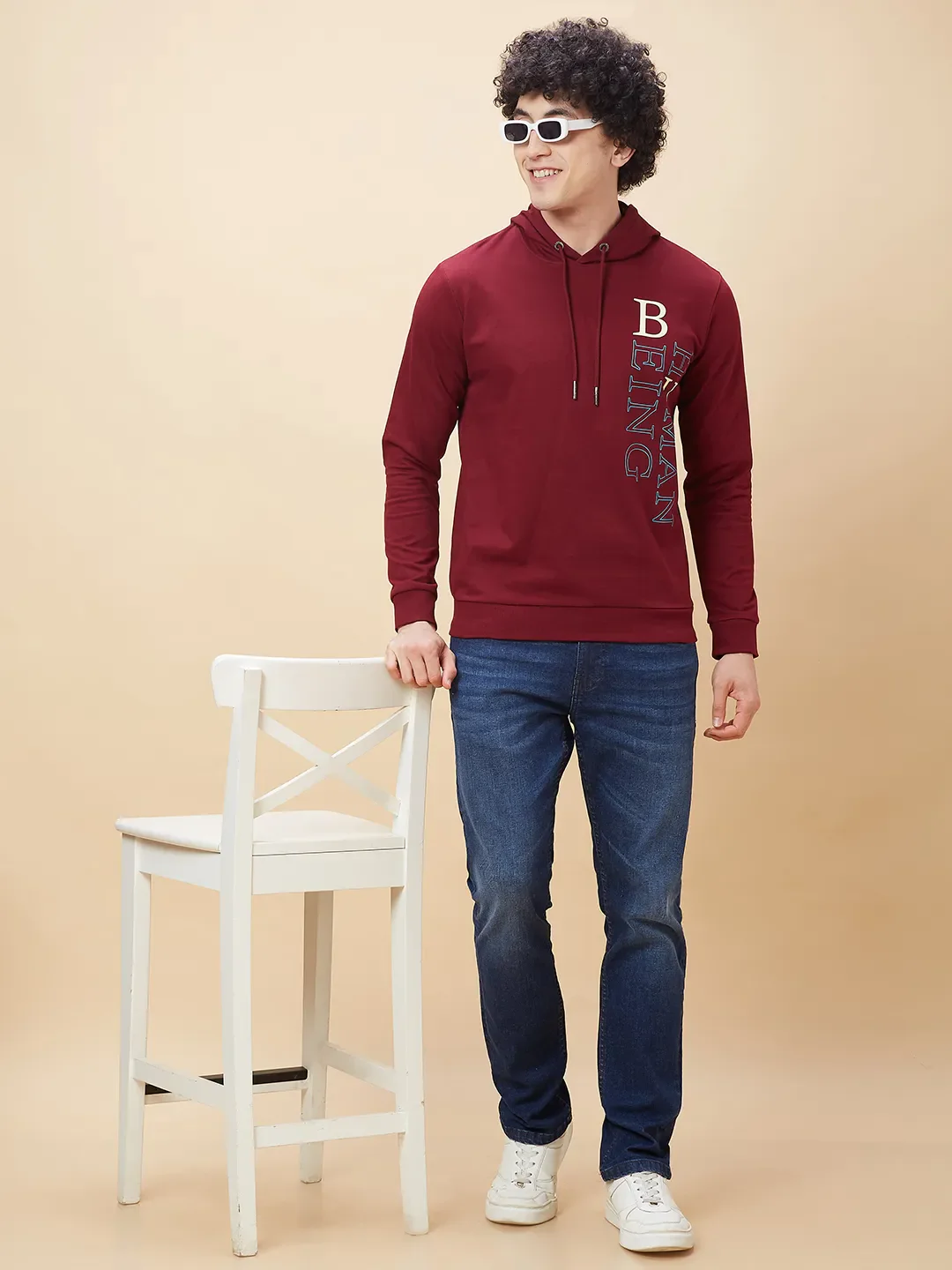 Red Regular Fit Long Sleeves Men's Hoodie by Being Human Clothing - Image 6