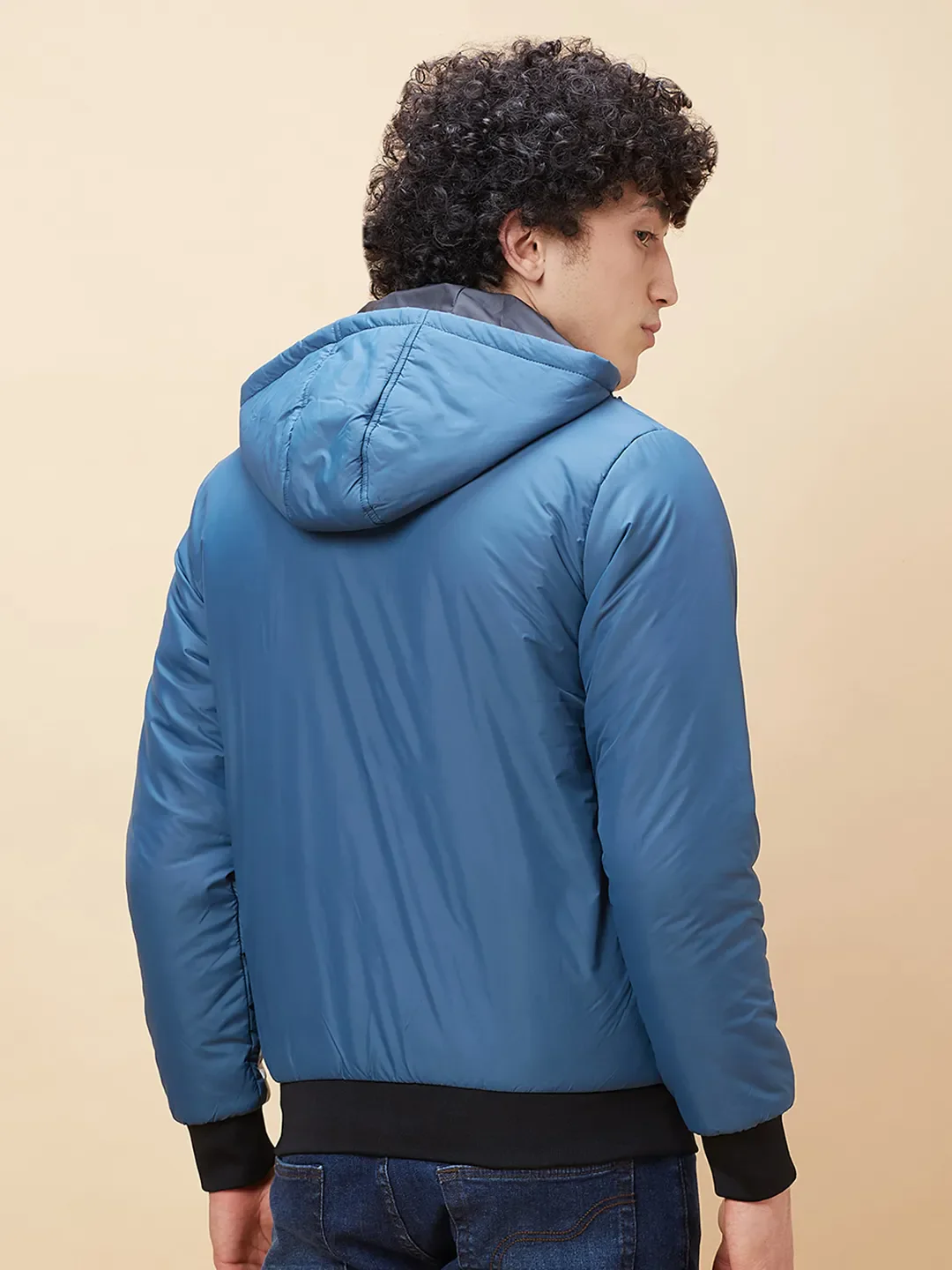 Blue Regular Fit Men's Jacket by Being Human Clothing - Image 3