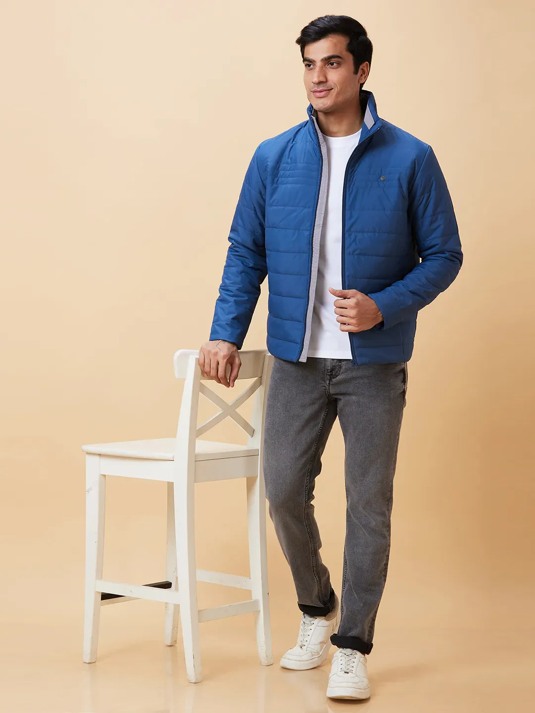 Blue Regular Fit Long Sleeves Men's Jacket by Being Human Clothing - Image 5