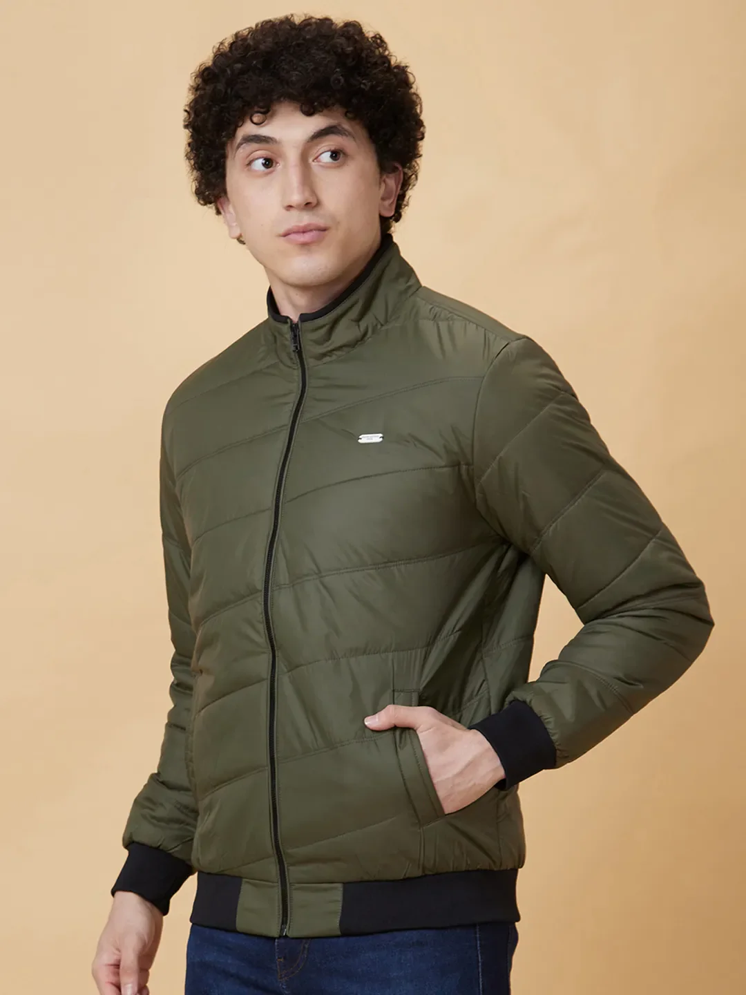 Green Regular Fit Men's Jacket by Being Human Clothing