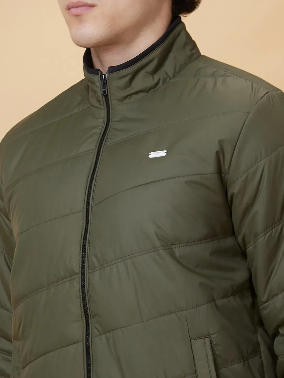Green Regular Fit Men's Jacket by Being Human Clothing - Image 5