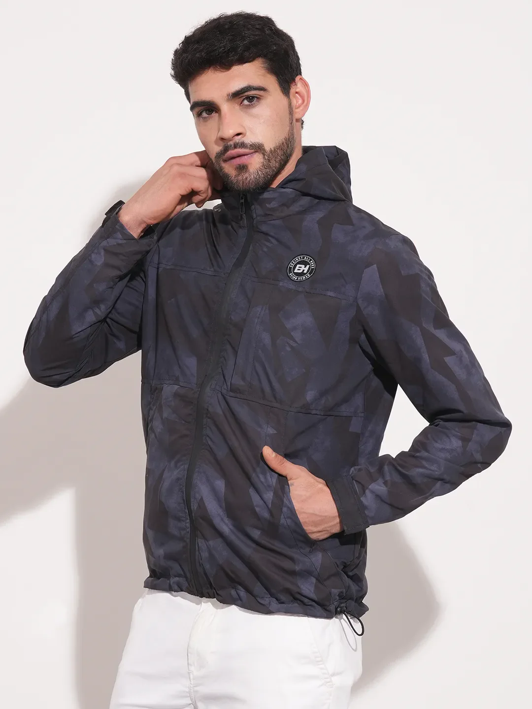 Black Regular Fit Men's Jacket by Being Human Clothing - Image 6