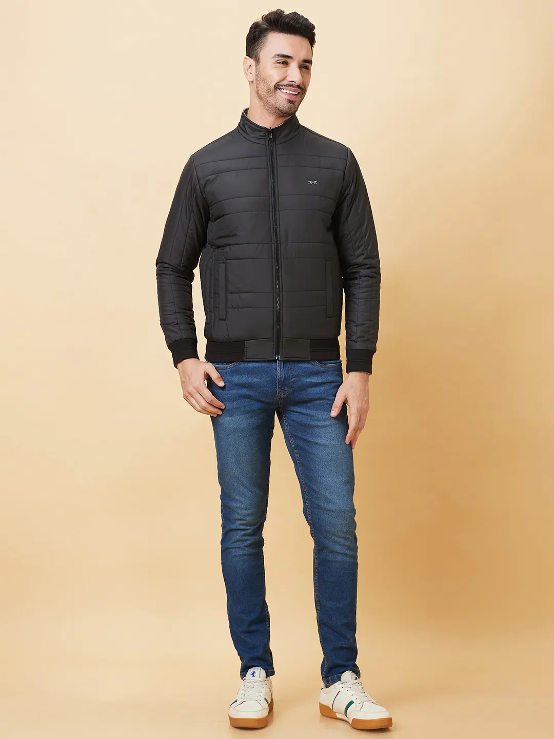 Black Regular Fit Long Sleeves Men's Jacket by Being Human Clothing - Image 2